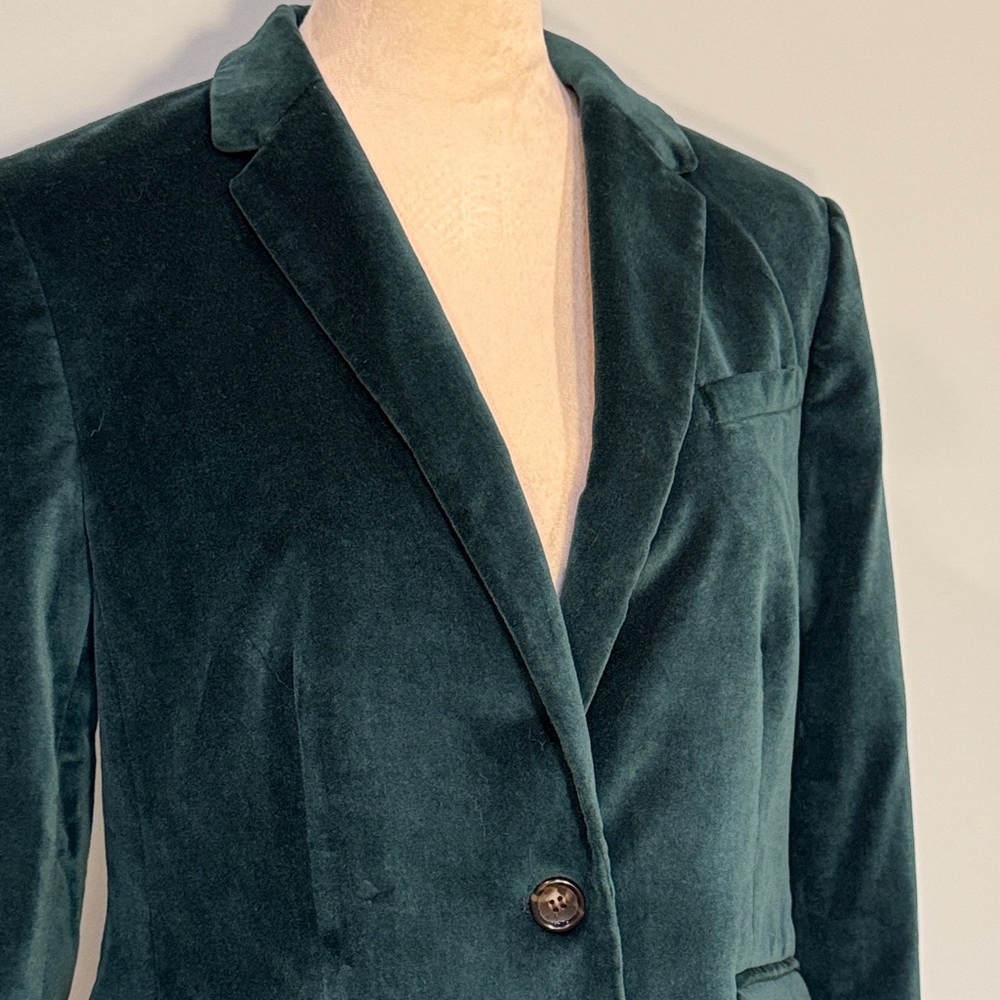 Talbots Velvet Blazer in Forest Green Size 12- small flaw - Picture 3 of 10